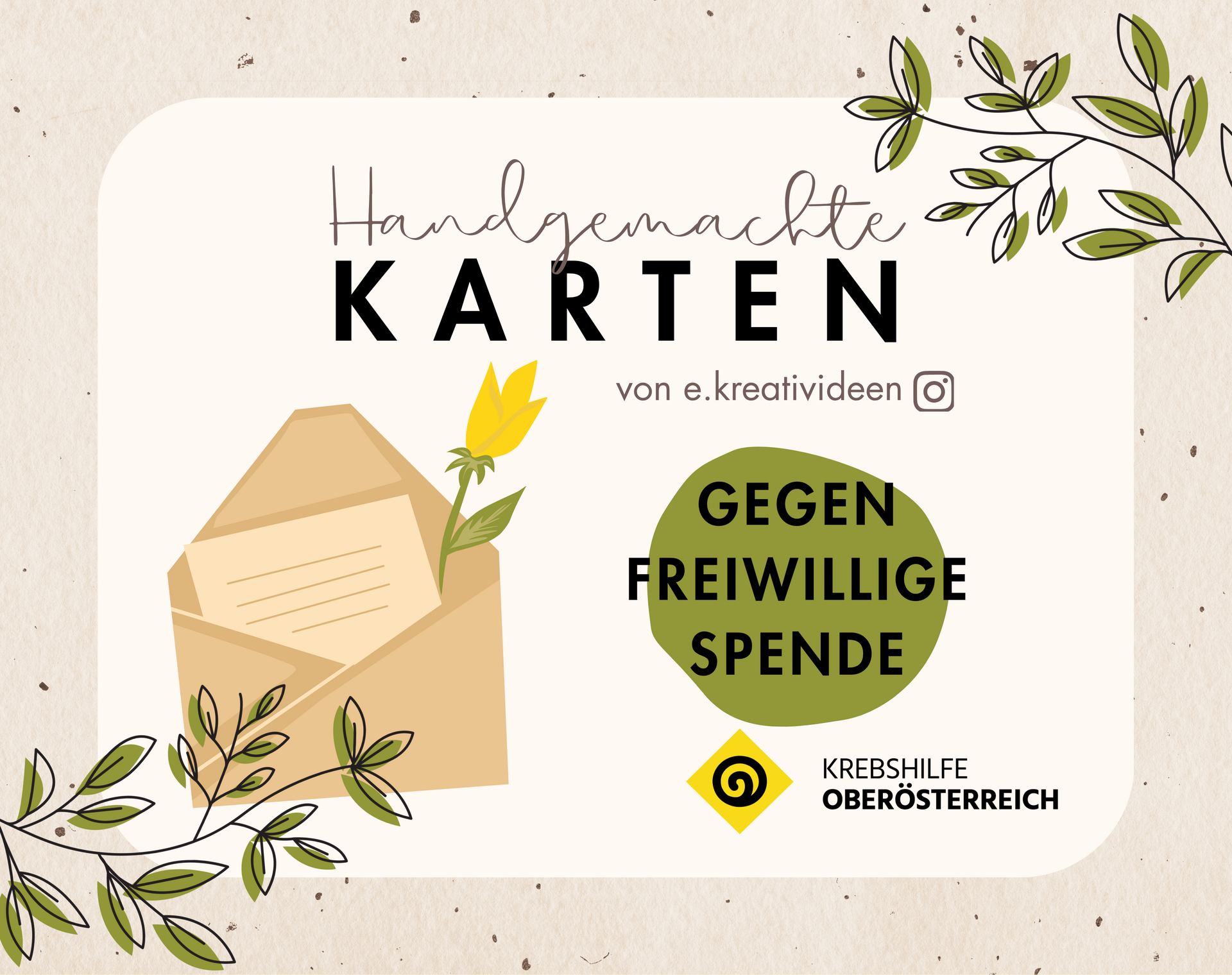 Aufsteller mit Information &uuml;ber Handgemachte Karten gegen freiwillige Spende